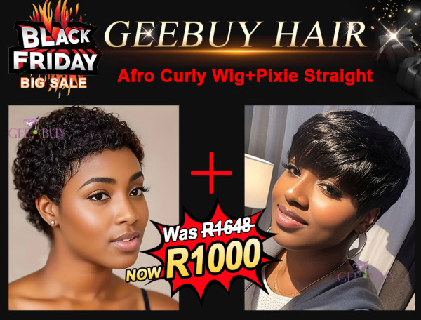 2 Wig Combo Special- Afro Curly Wig&Pixie Straight Machine Mad Wig