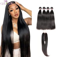 13A Straight 4 Bundles Total 200g with Midway Closure(2x6)