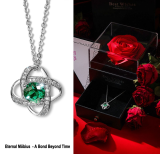 Möbius Necklace with Red Rose and Gift Box