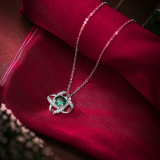 Möbius Necklace with Red Rose and Gift Box