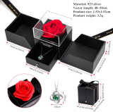 Möbius Necklace with Red Rose and Gift Box