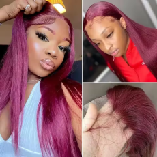 Color Wig 99J Burgundy 13A Glueless 13x4 Full Frontal Lace Wig-Straight