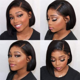 8  Brazilian Glueless Full Frontal Bob Wig-13x4 Lace Straight Wigs
