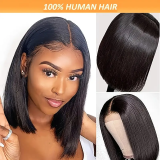 12Inch Brazilian/Peruvian Hair Straight Bob Wig Glueless Frontal Lace Wig