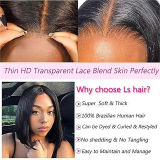 12Inch Brazilian/Peruvian Hair Straight Bob Wig Glueless Frontal Lace Wig