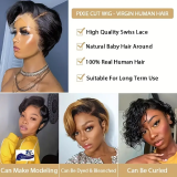 Glueless Pixie Cut Wig-13x4 Full Frontal Brazilian Hair Wigs