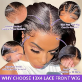 8  Brazilian Glueless Full Frontal Bob Wig-13x4 Lace Straight Wigs