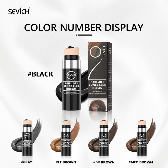 Sevich 30ml Waterproof Hair Loss Concealer Cream Unisex Natural-Looking Instantly Black Color Root Touch Up Hairline Concealer