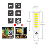 Dimmable G9 Bi-pin LED Bulbs 7W 650Lm 120V ETL Listed Replace 60W GU9 T4 Halogen Light Bulb Cool White 6000K 0~100% Brightness Adjustable 360° Beam Angle 6 Pack