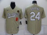 MLB Los Angeles Dodgers Front #8 Back #24 Kobe Bryant Cream Jersey