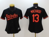 Women MLB Baltimore Orioles #13 Manny Machado Black Jersey