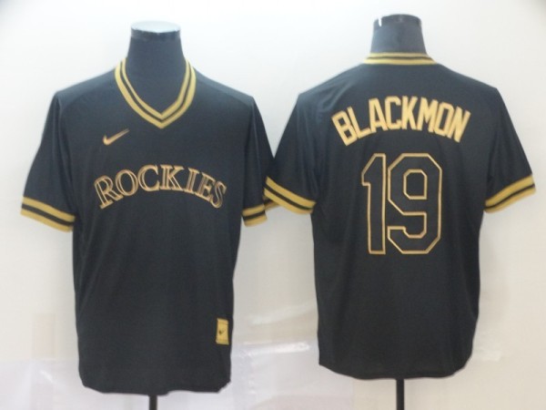 MLB Colorado Rockies #19 Blackmon Black Game Jersey