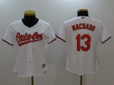 Women MLB Baltimore Orioles #13 Manny Machado White Jersey