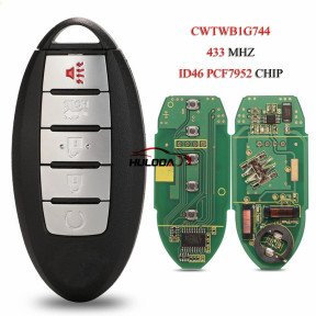  Remote Smart Car Key For Nissan Patrol Pathfinder  Altima Maxima 5Buttons 434Mhz ID46 PCF7952 Chip CWTWB1G744