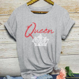 Cotton Casual QUEEN Crown T-Shirt Top