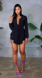Summer Sunscreen Solid Color Long Sleeve Lace Up Cardigan Shorts Two Piece Set