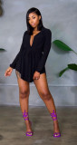 Summer Sunscreen Solid Color Long Sleeve Lace Up Cardigan Shorts Two Piece Set