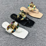 flip flop square toe flat sandals
