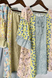 Floral Print Pleated Ruffle Sleeve Top Unishe Wholesale