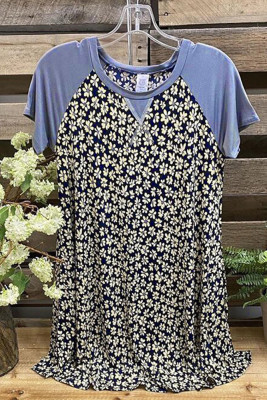 Short Sleeve Contrast Daisy T-Shirt Unishe Wholesale