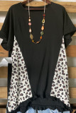 O-neck Short Sleeve Leopard Stitching Top Unishe Wholesale