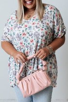 White Plus Size Floral Tunic Top