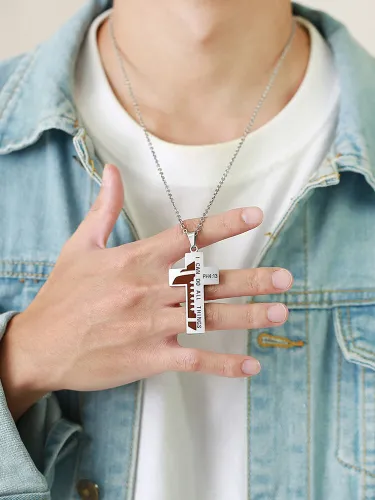 Wholesale Stainless Steel Baseball Cross Necklace for Men