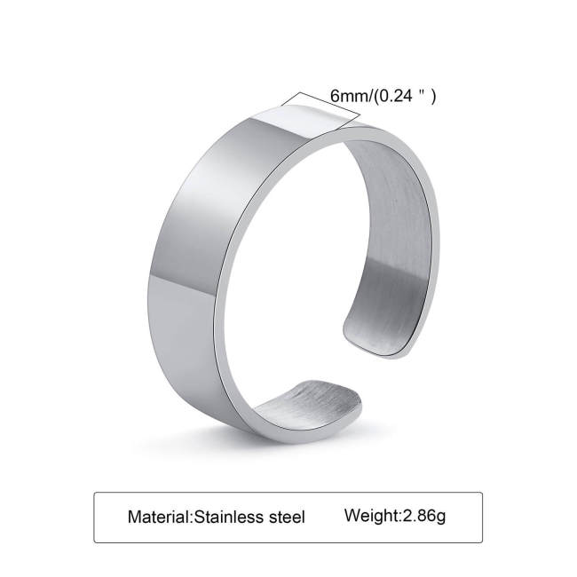 Wholesale Stainless Steel Simple Adjustable Band Ring