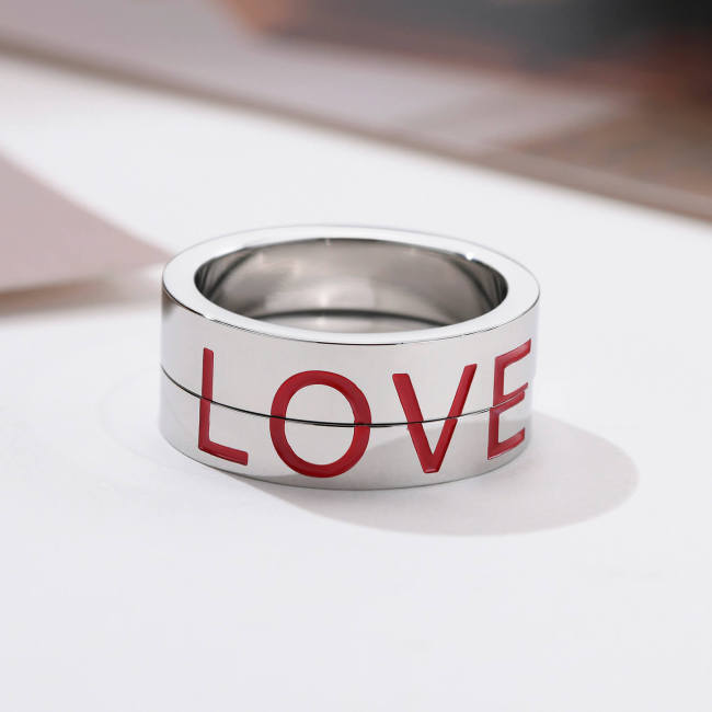 Wholesale Stainless Steel ''LOVE'' Puzzle Couple Ring