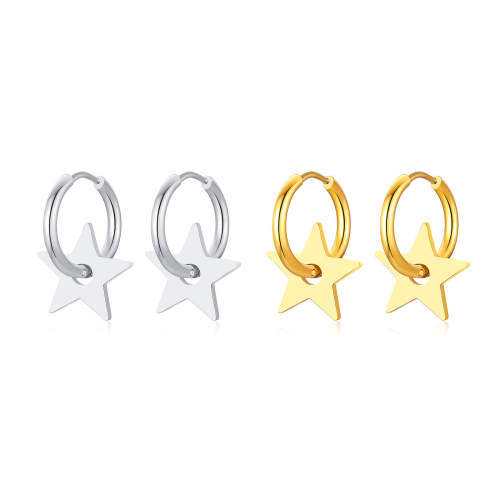 Wholesale Stainless Steel Star Drop Hoop Earrings