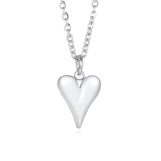 Wholesale Stainless Steel Puffed Heart Pendant Necklace