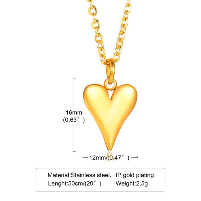 Wholesale Stainless Steel Puffed Heart Pendant Necklace