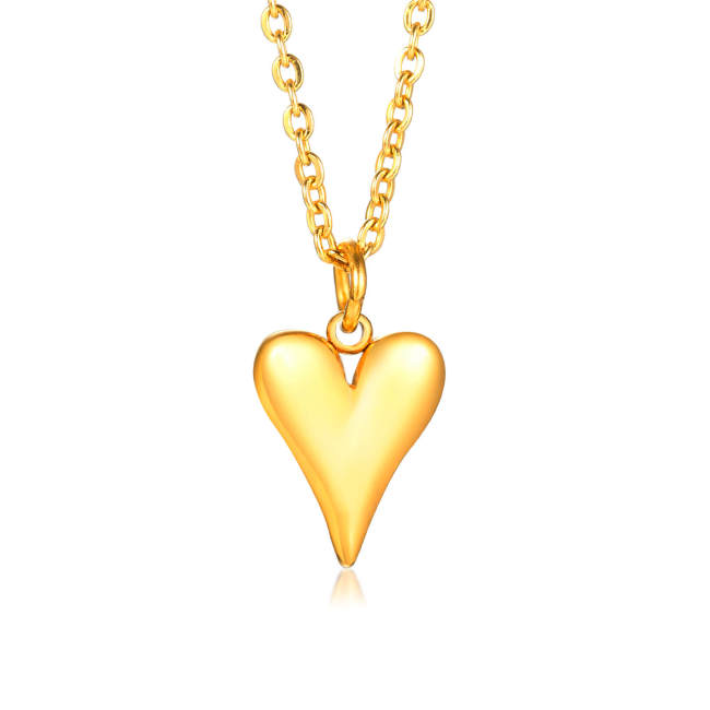 Wholesale Stainless Steel Puffed Heart Pendant Necklace
