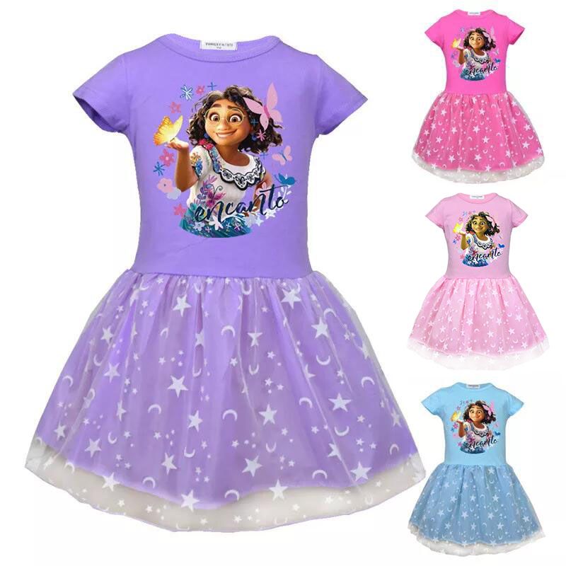 Toddler Girls Princess Flowers Short Sleeves Tutu Dress