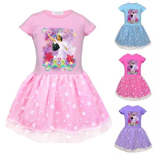 Toddler Girls Encanto Princess Short Sleeves Tutu Dress