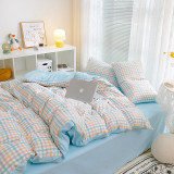 Home Bedding 4PCS Small Plaids Set For Bedroom