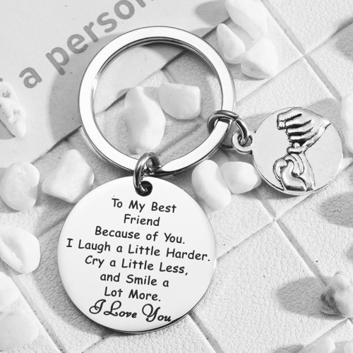Keychain To My Best Friend I Love You Gifts Hand in Hand Key Chain