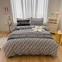 4PCS Bedding Printed Plaids Quilt Cover Set For Bedroom
