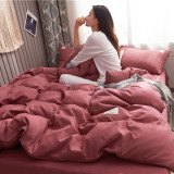 Home Bedding Solid Color Comfortable Fabric 4PCS Set