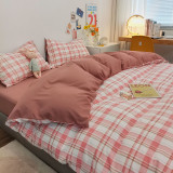 Bedding Multicolor Plaids Comfortable Fabric 4PCS Set For Home