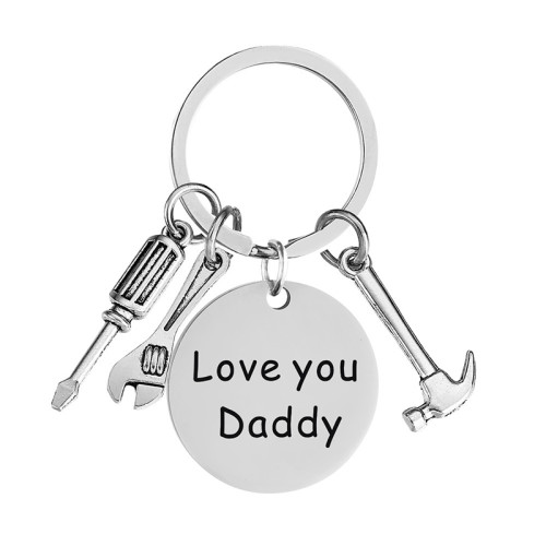Keychain for Dad Uncle Grandpa Gift Tools 3D Model Slogan Pendant