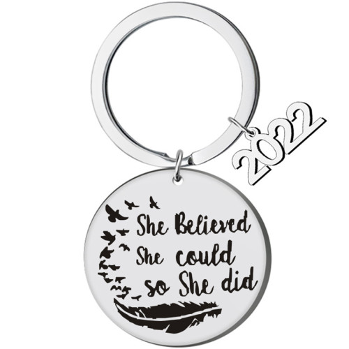 Keychain She Believed She Could So She Did Inspiring Jewelry Gift for Women Girls