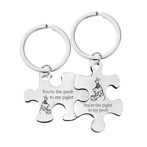 Puzzle Piece Pendant Heart Necklace KeyChain Gift For Her and His