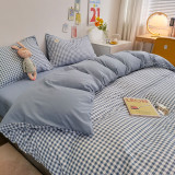 Home Bedding 4PCS Small Plaids Set For Bedroom