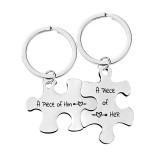 Puzzle Piece Pendant Heart Necklace KeyChain Gift For Her and His