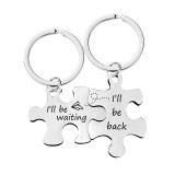 Puzzle Piece Pendant I Love You Forever Slogan Necklace KeyChain