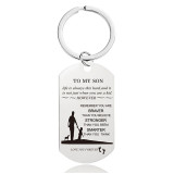 4.9*2.8cm Engraved Stainless Keychain Necklace Gifts Dad To Son