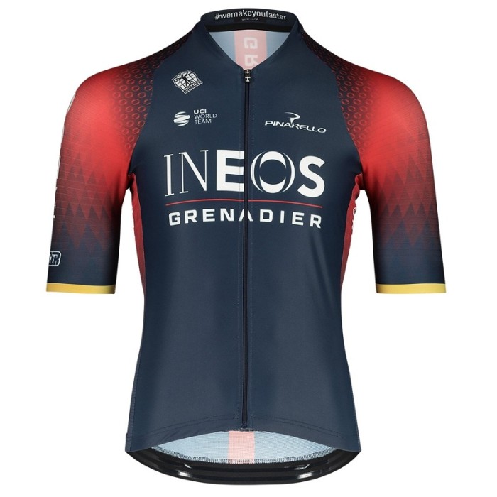 INEOS GRENADIERS SHORT SLEEVE JERSEY And Bib Shorts  OLYMPIC CHAMPION ICON 2022 DARK BLUE - RED