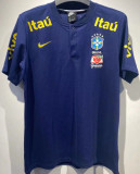 2022 Brazil Royal Blue POLO Soccer Jersey有钮
