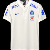 2022 Brazil White POLO Soccer Jersey有钮